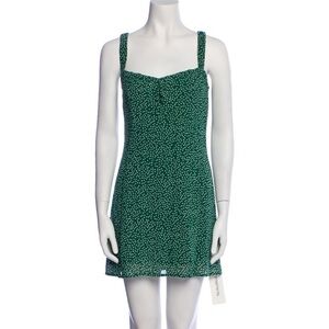 Reformation Green Printed Mini Dress